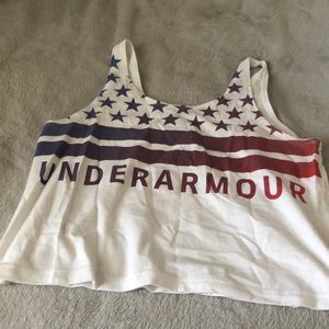 White under armour American flag tank top